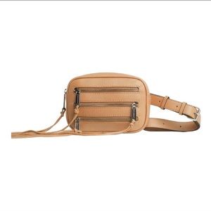 Rebecca Minkoff Tan 3 ZIP Pocket Belt Bag-No Belt